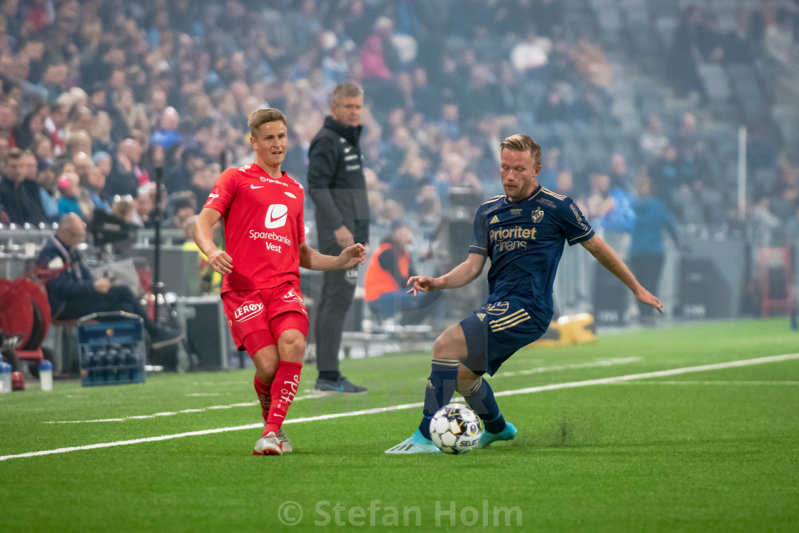 "Friendly soccer game between DIF (SWE) and SK Brann (NOR) at Tel" stock image
