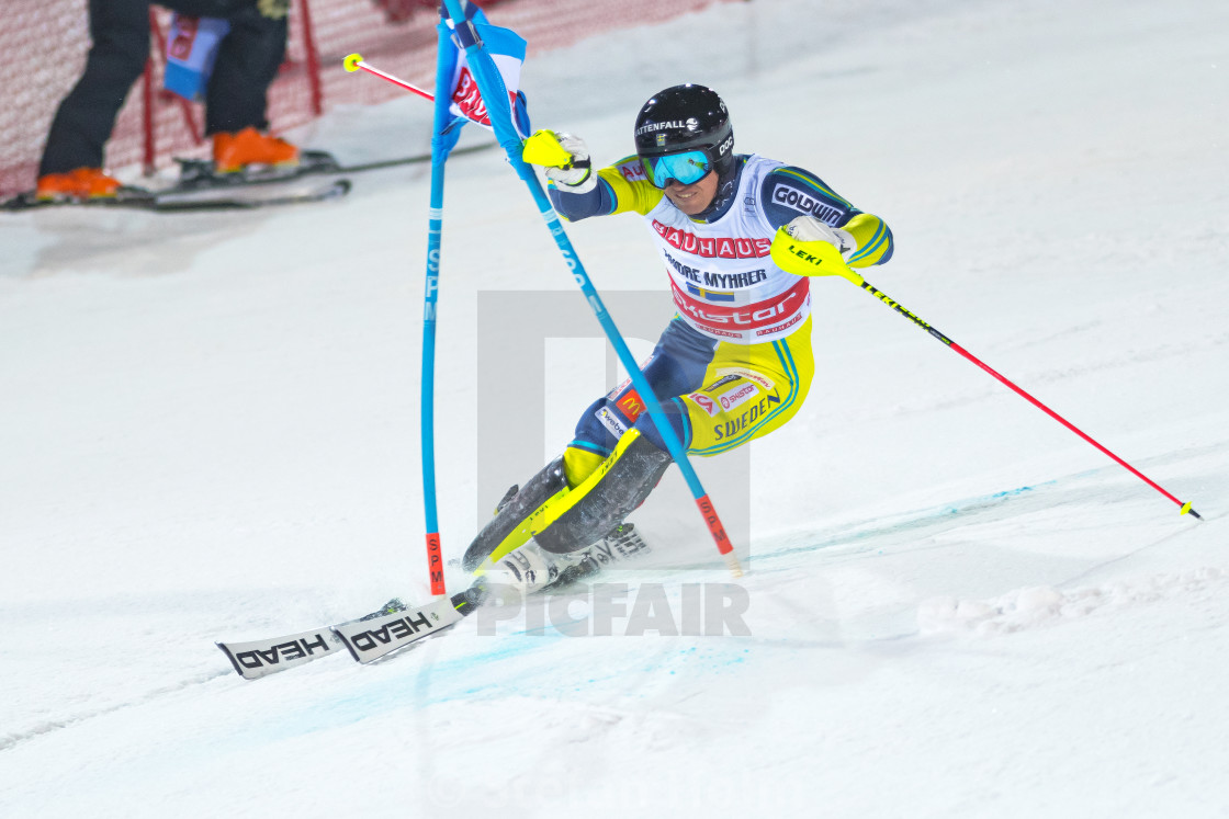 "The Swedish top slalom skier Andre Myhrer cutting corners in the" by Stefan Holm - $6.30 "The Swedish top slalom skier Andre Myhrer cutting corners in the" stock image