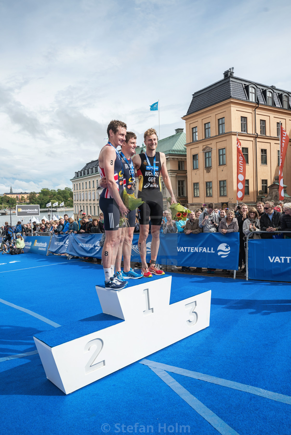 "The three men at the podium in the Mens ITU World Triathlon Seri" by Stefan Holm - $6.29 "The three men at the podium in the Mens ITU World Triathlon Seri" stock image