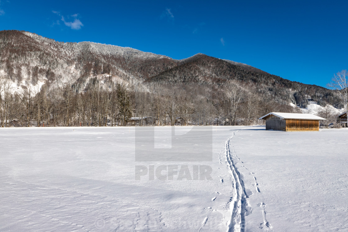 "Winter landscape with cross-country track" stock image