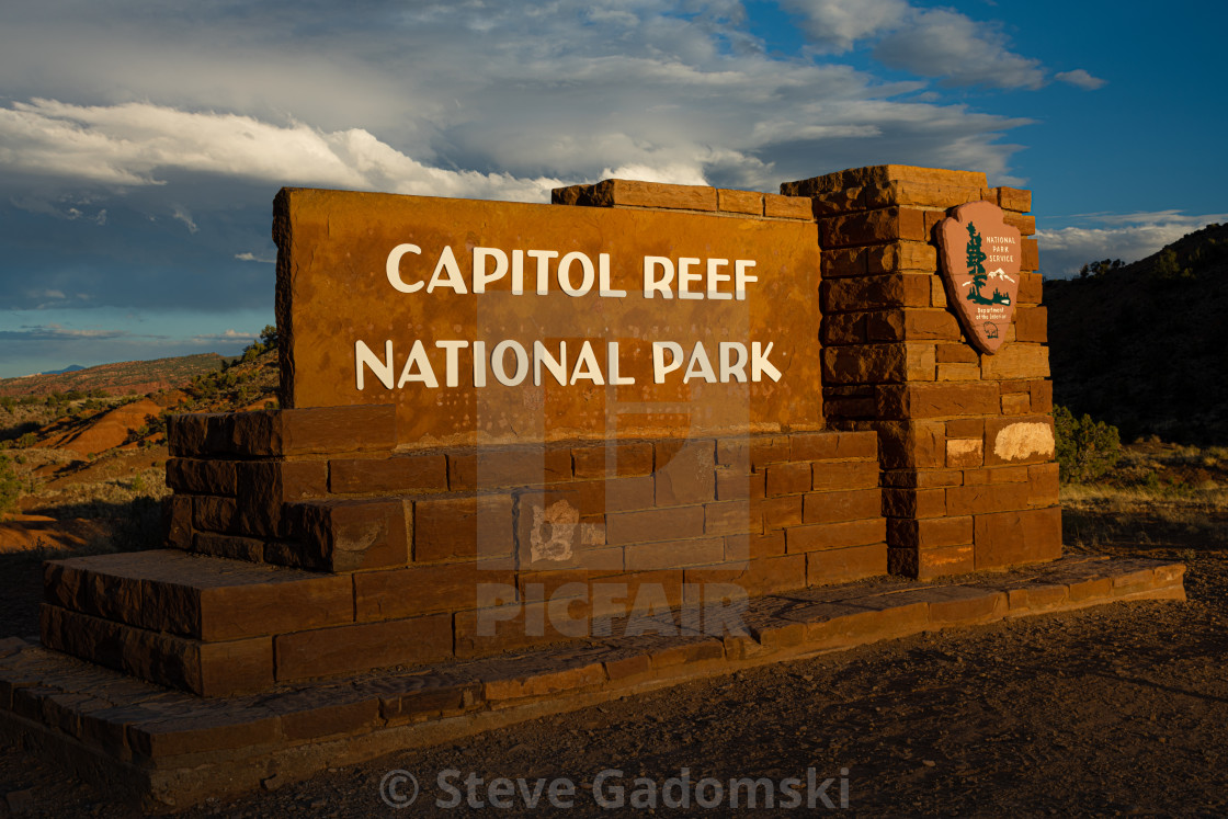 "Capitol Reef National Park Entry Sign" stock image