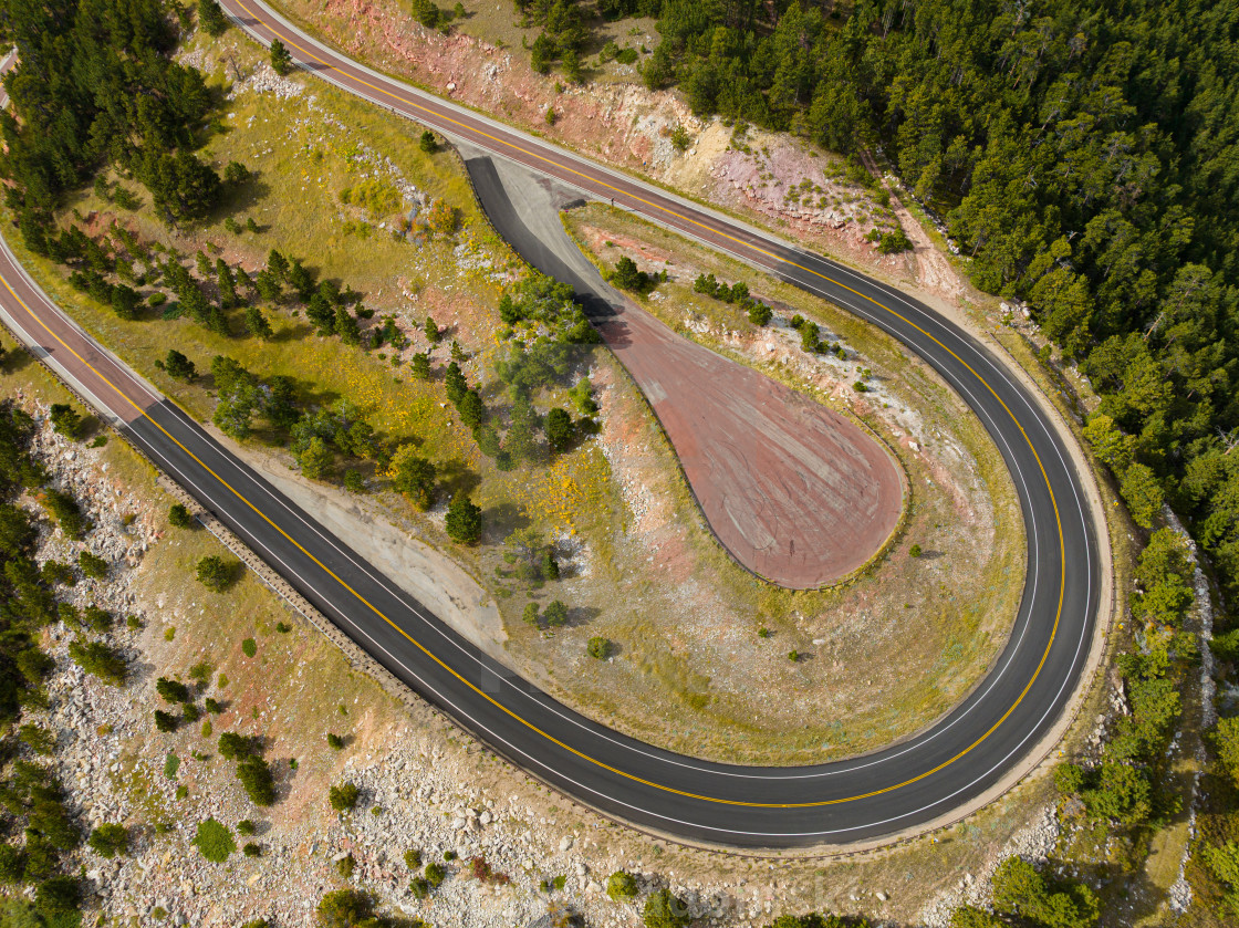 "Hairpin Turn Highway 14 Wyoming Near Hogbacks" stock image