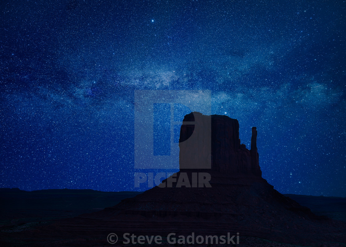 "Milkyway Over West Mitten Monument Valley" stock image