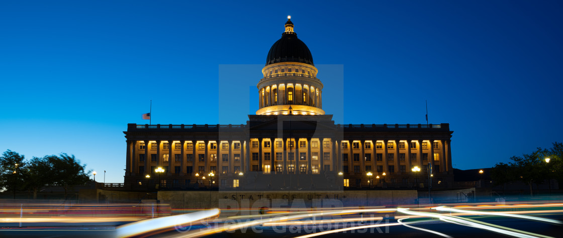 "Utah State Capitol At Night Panorama" stock image