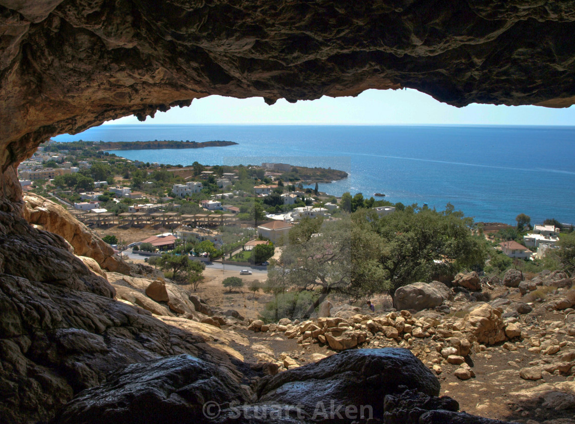 "Cave overlooking Pefkos" stock image