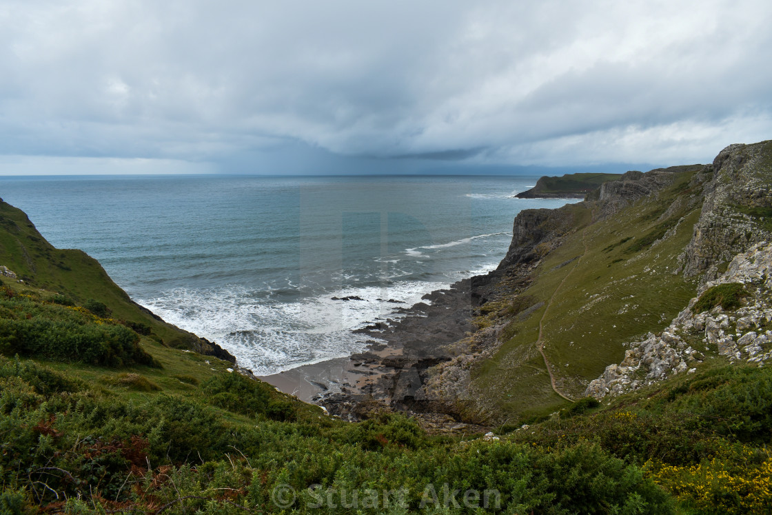 "Rain Clouds at Rhosilli" stock image