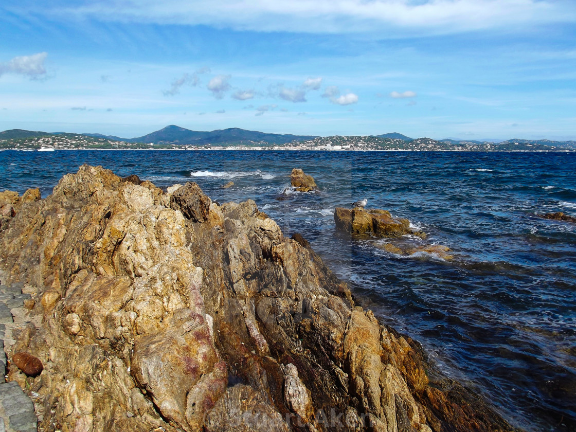 "Rocky Coast in St Tropez" stock image