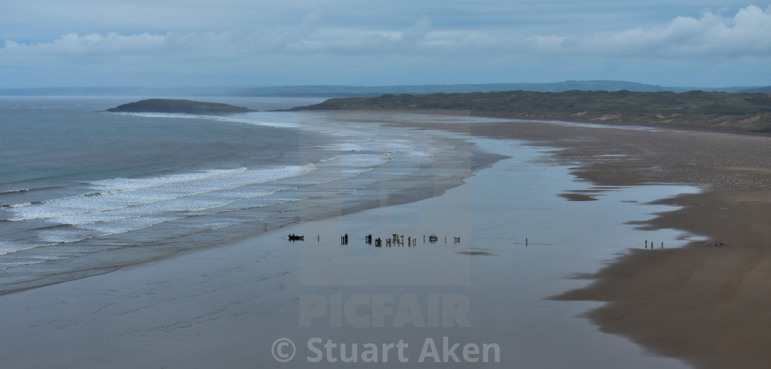 "Shooting the Luminarie at Rhossili" stock image