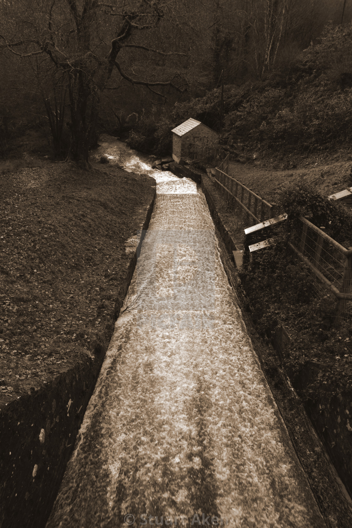 "Woodland Pump House Sepia" stock image