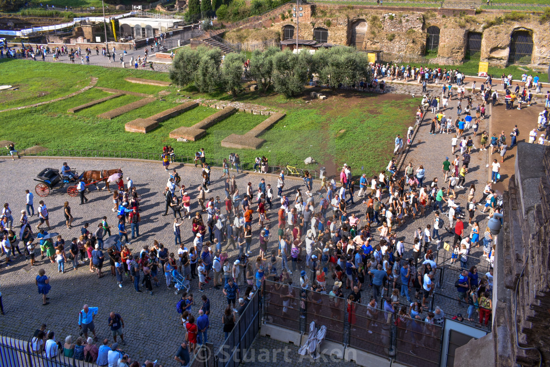 "Queueing for the Colloseum." stock image