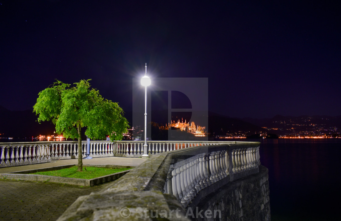 "Lamplight on Lake Maggiore" stock image