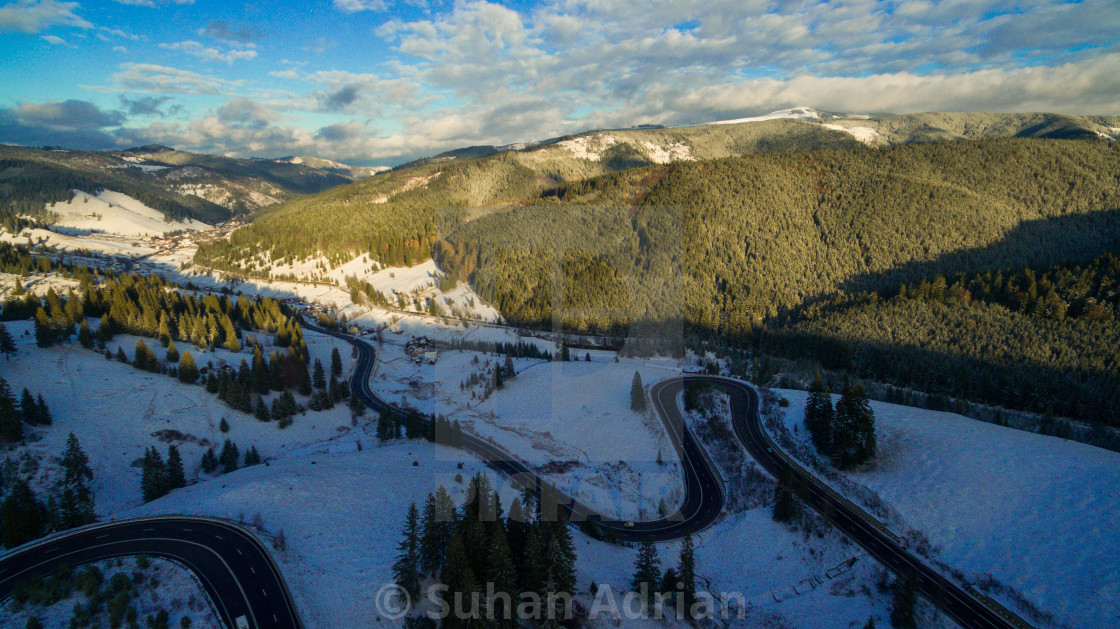 "Winter road in the mountains" by Suhan Adrian - $6.06 "Winter road in the mountains" stock image