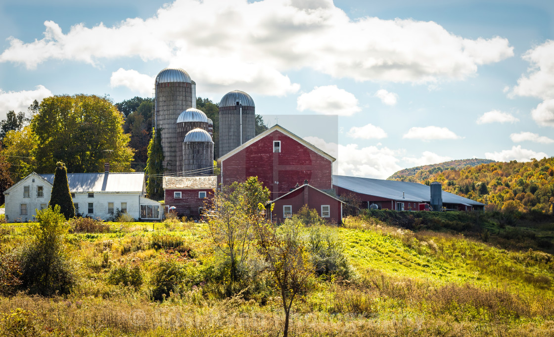 "4 Silos Farmhouse in Vermont" stock image