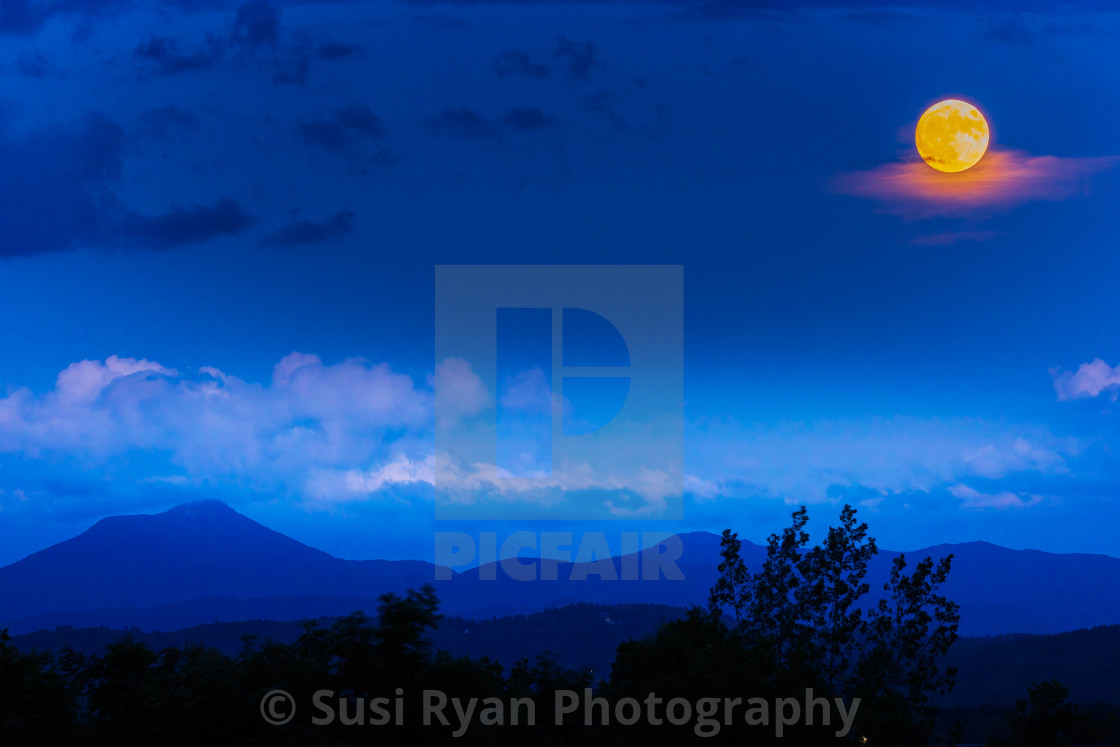 "Buck Moon over Camel's Hump" stock image