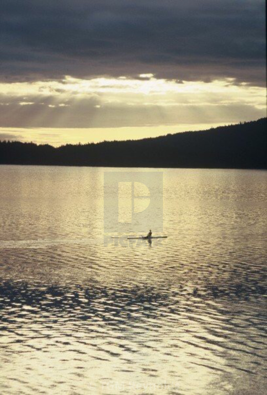 "Lone Sculler on Strait of Georgia" stock image