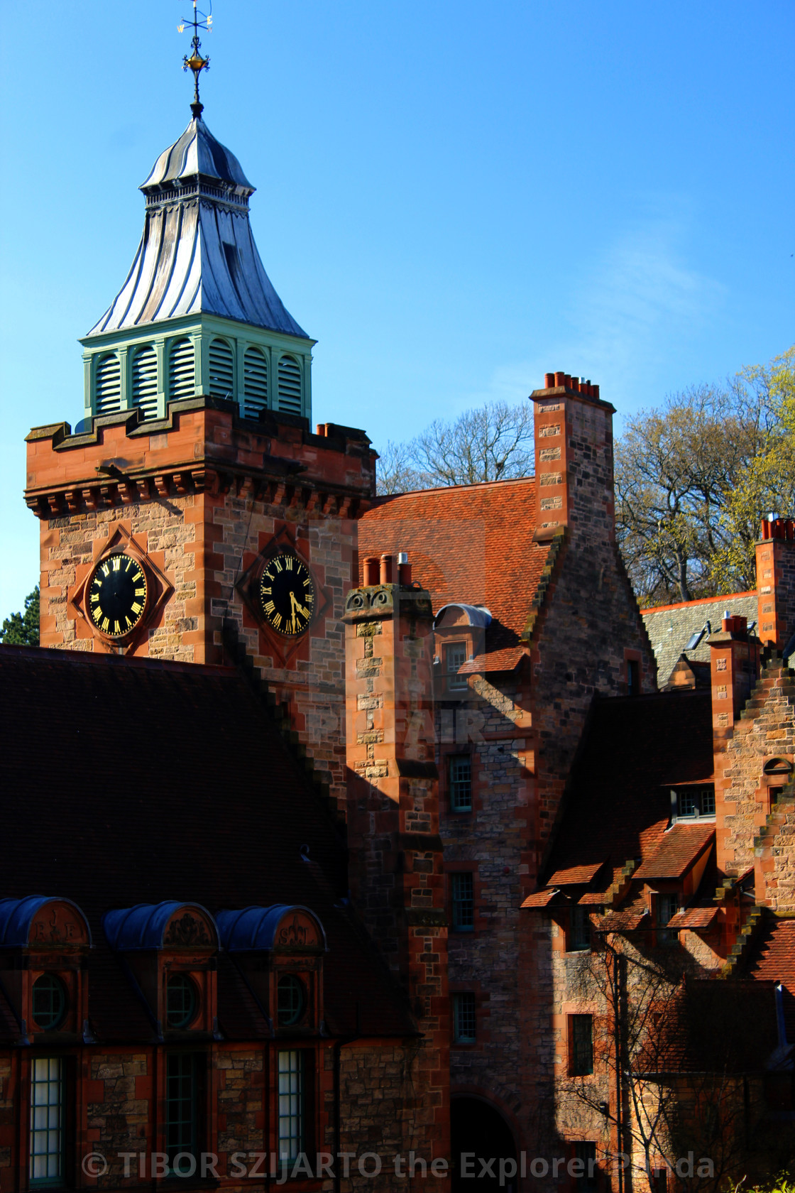 "DEAN VILLAGE THE CLOCK TOWER" stock image