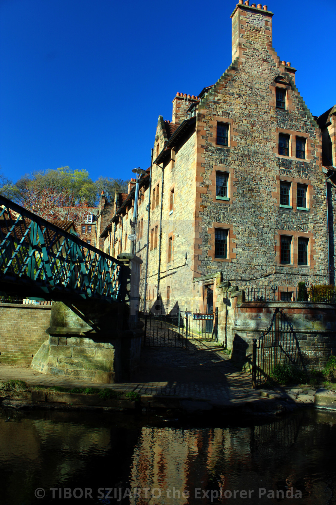 "THE FOOTBRIDGE ON LEITH WATER AT DEAN VBILLAGE" stock image