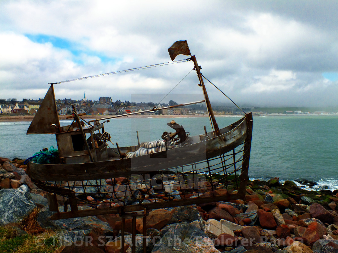 "Stonehaven, Scotland, transition from rain to sunlight # 5" stock image