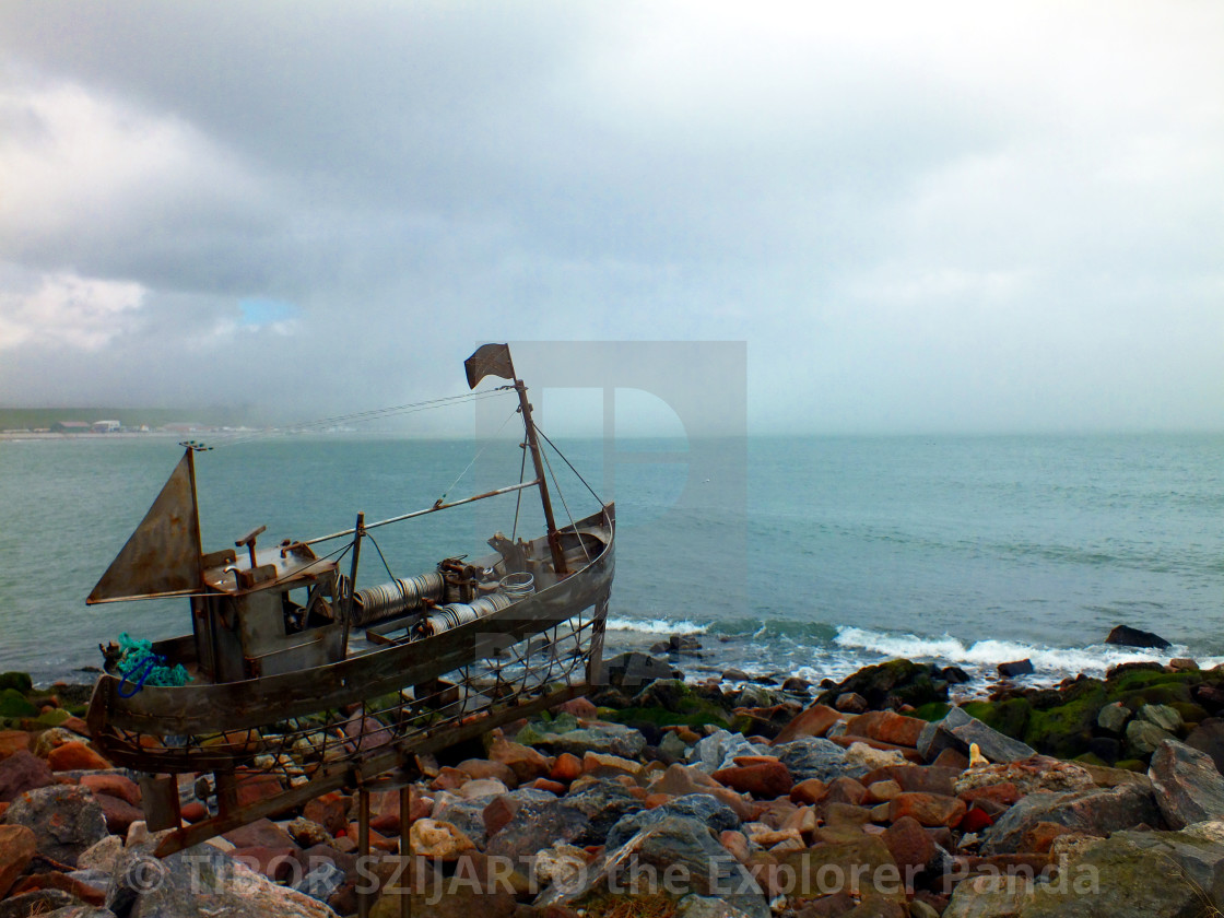 "Stonehaven, Scotland, transition from rain to sunlight # 6" stock image