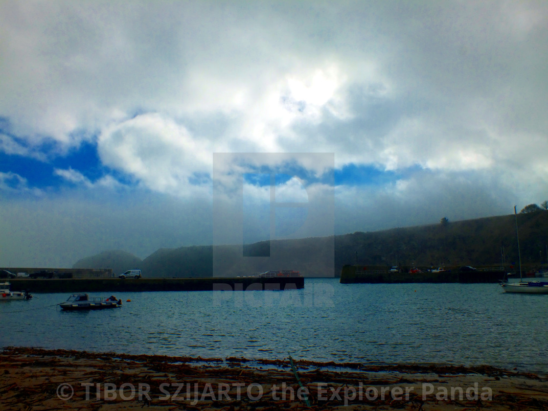 "Stonehaven, Scotland, transition from rain to sunlight # 8" stock image