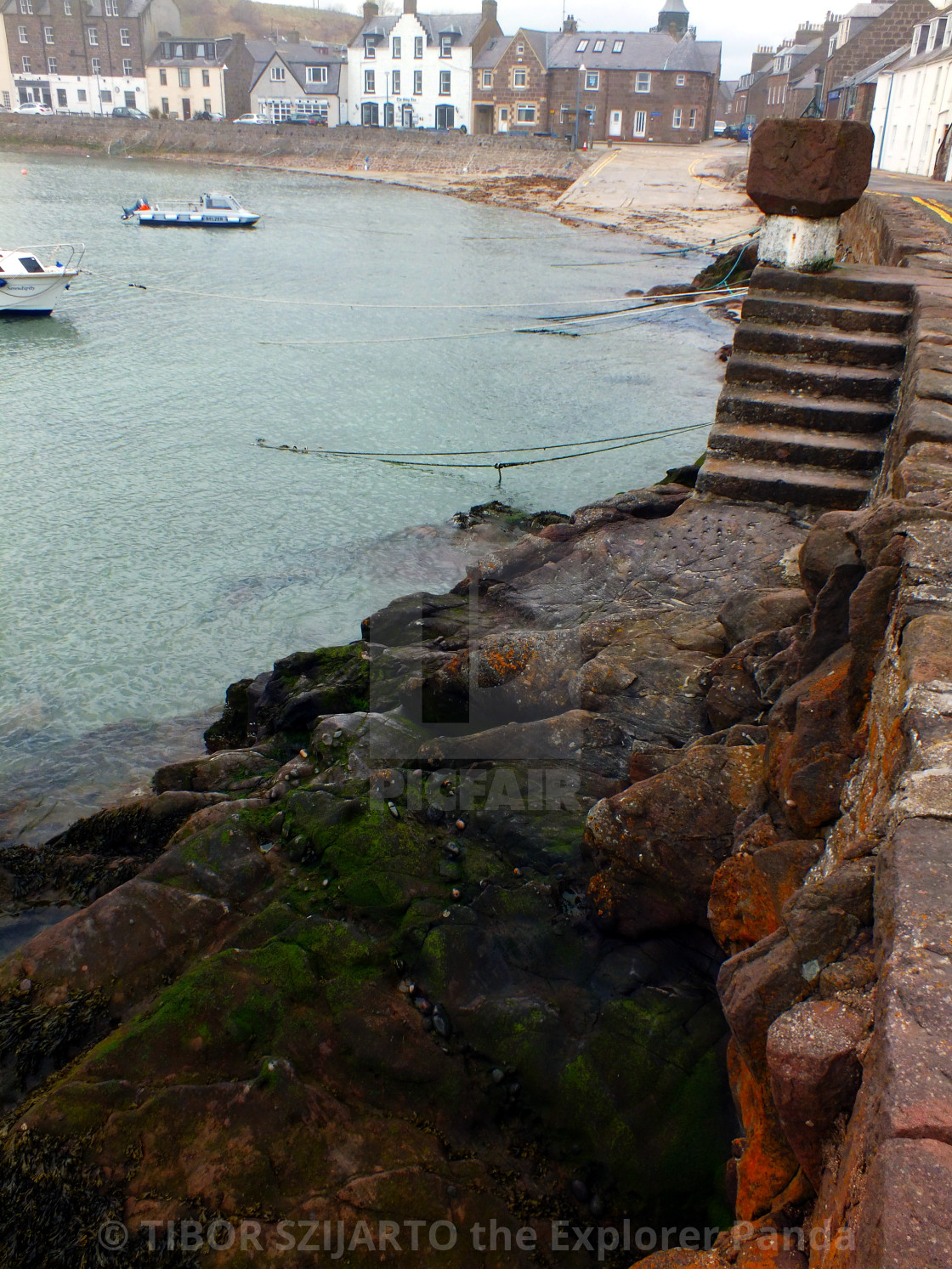 "Stonehaven, Scotland, transition from rain to sunlight # 19" stock image