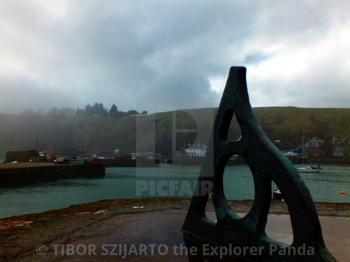 "Stonehaven, Scotland, transition from rain to sunlight # 18" stock image