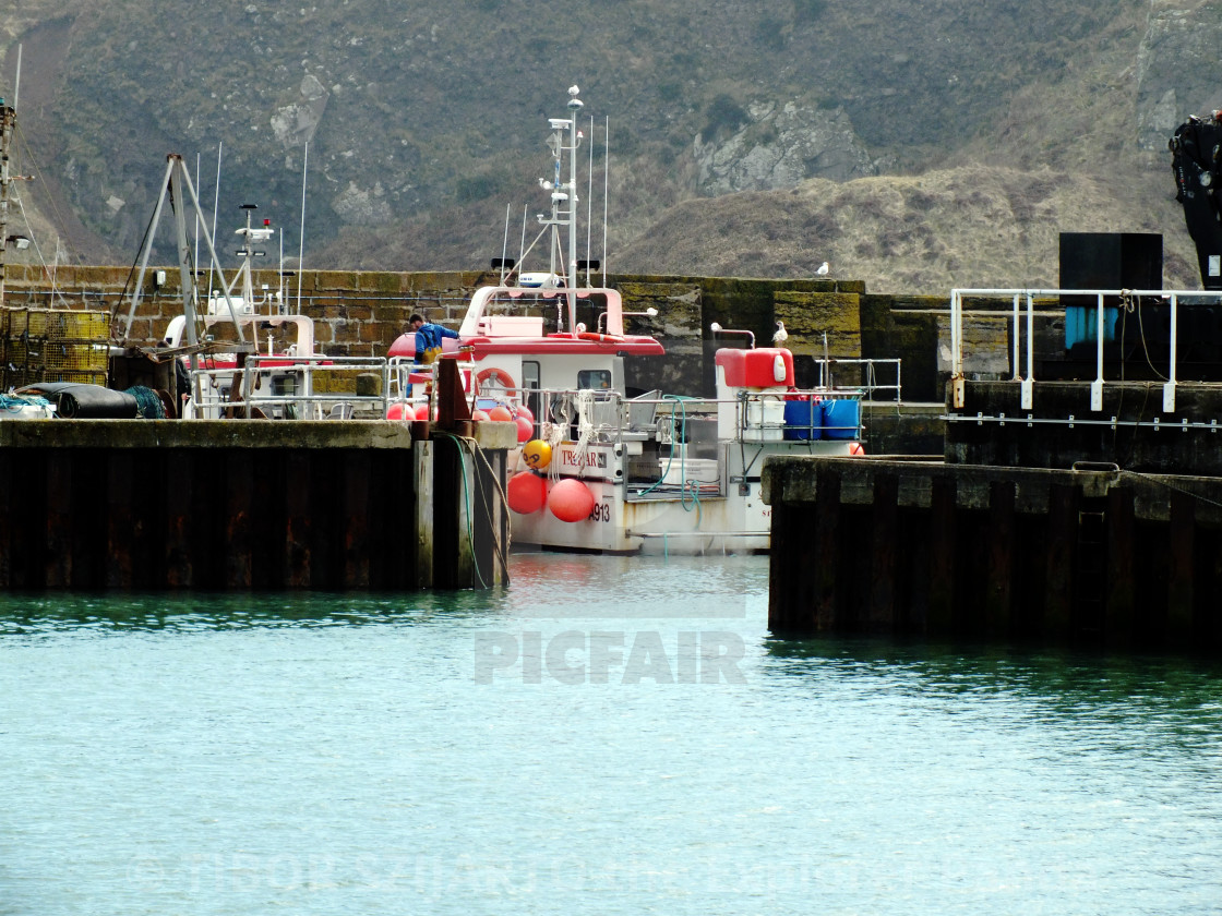 "Stonehaven, Scotland, transition from rain to sunlight # 40" stock image