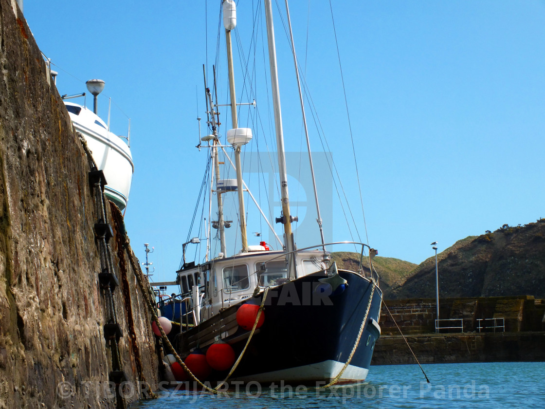 "Stonehaven, Scotland, transition from rain to sunlight # 44" stock image