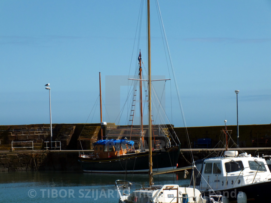 "Stonehaven, Scotland, transition from rain to sunlight # 50" stock image