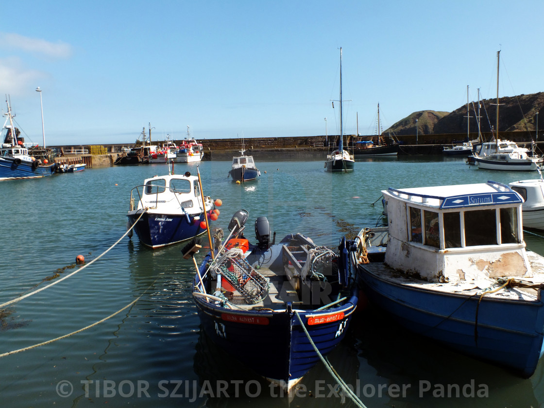 "Stonehaven, Scotland, transition from rain to sunlight # 49" stock image