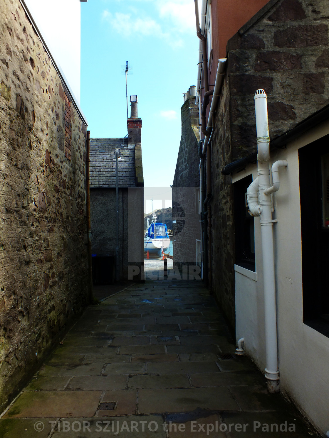 "Stonehaven, Scotland, transition from rain to sunlight # 55" stock image