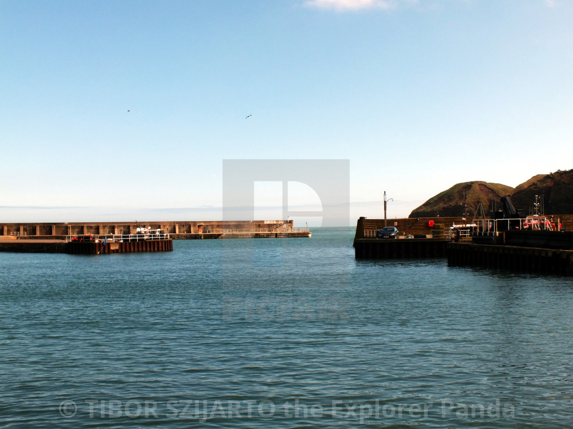 "Stonehaven, Scotland, transition from rain to sunlight # 57" stock image