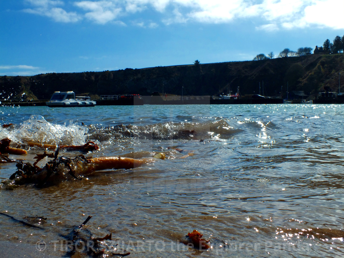 "Stonehaven, Scotland, transition from rain to sunlight # 61" stock image