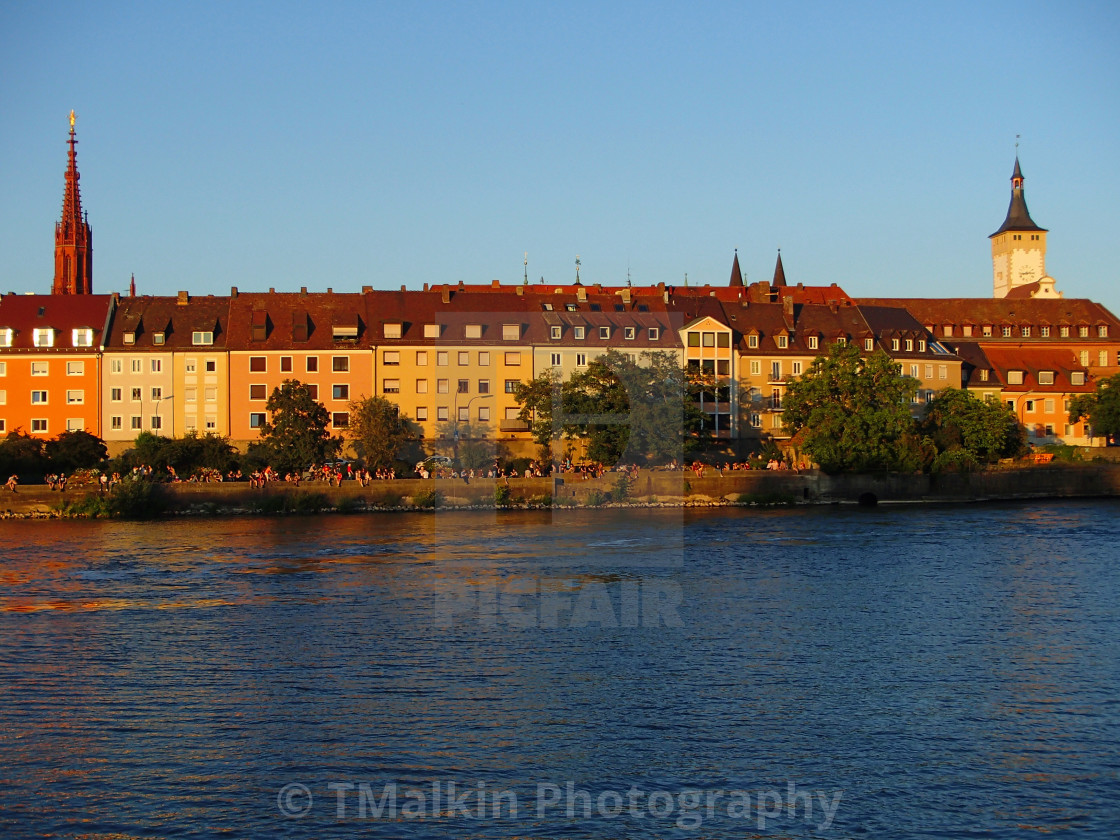 "Sunset - Main River, Wurzburg Germany" stock image