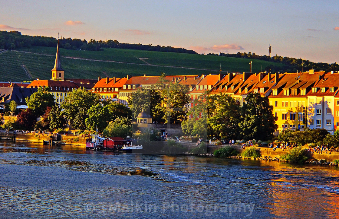 "Watching a July Sunset - Main River, Wurzburg, Germany" stock image