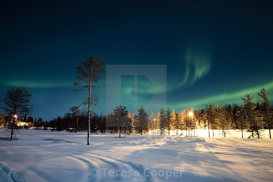 "The aurora borealis snakes across the sky" stock image