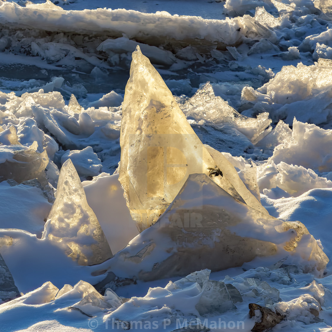 "On the frozen Mississippi River in winter, there is nothing like it" stock image