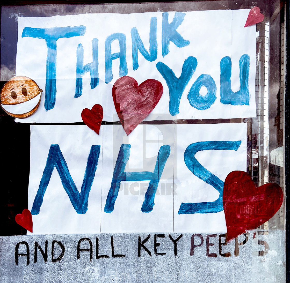 "Thank you NHS and all key peeps" stock image