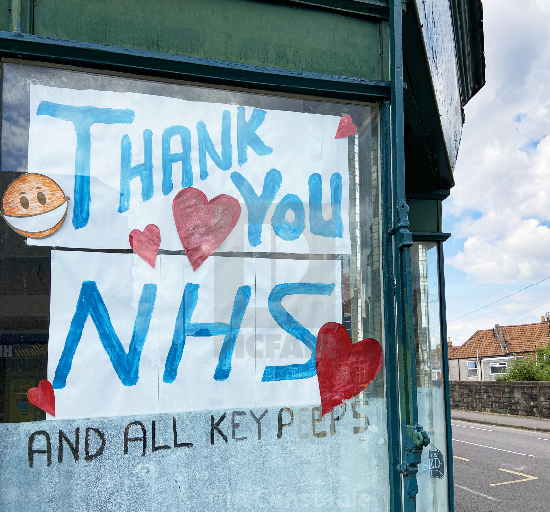 "Thank you NHS and all key peeps" stock image