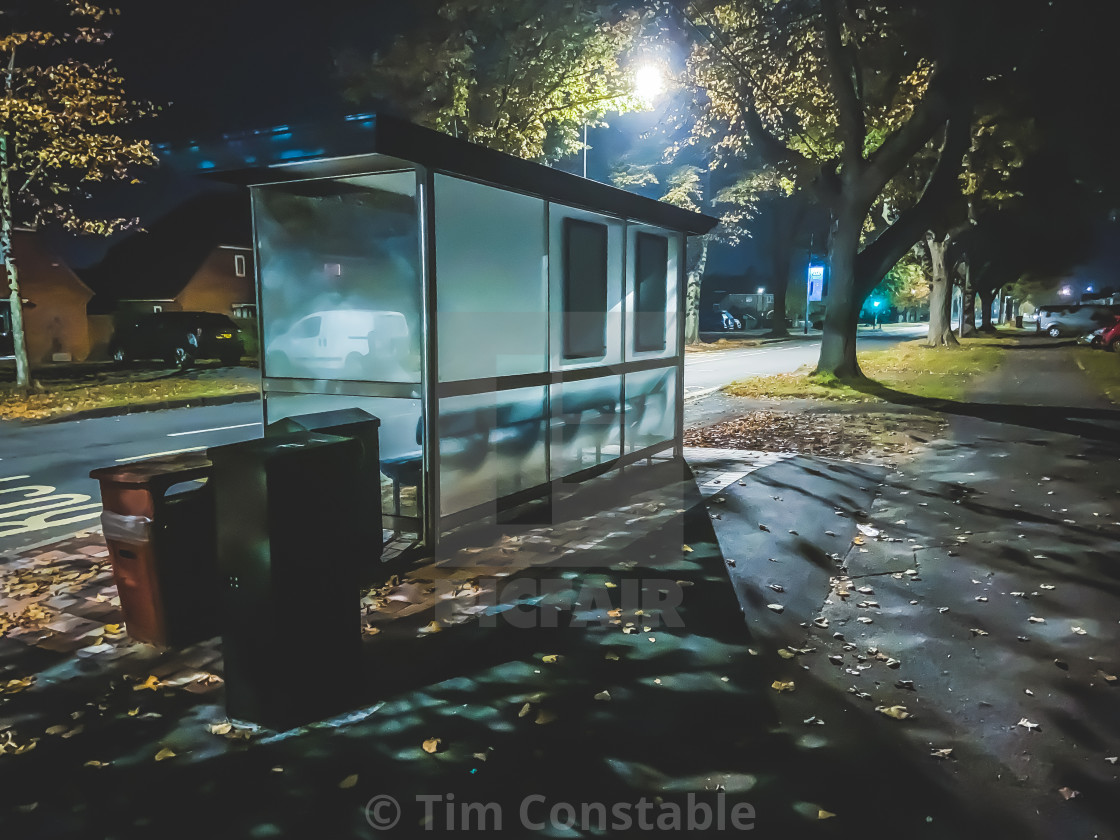 "Waiting for the night bus" stock image