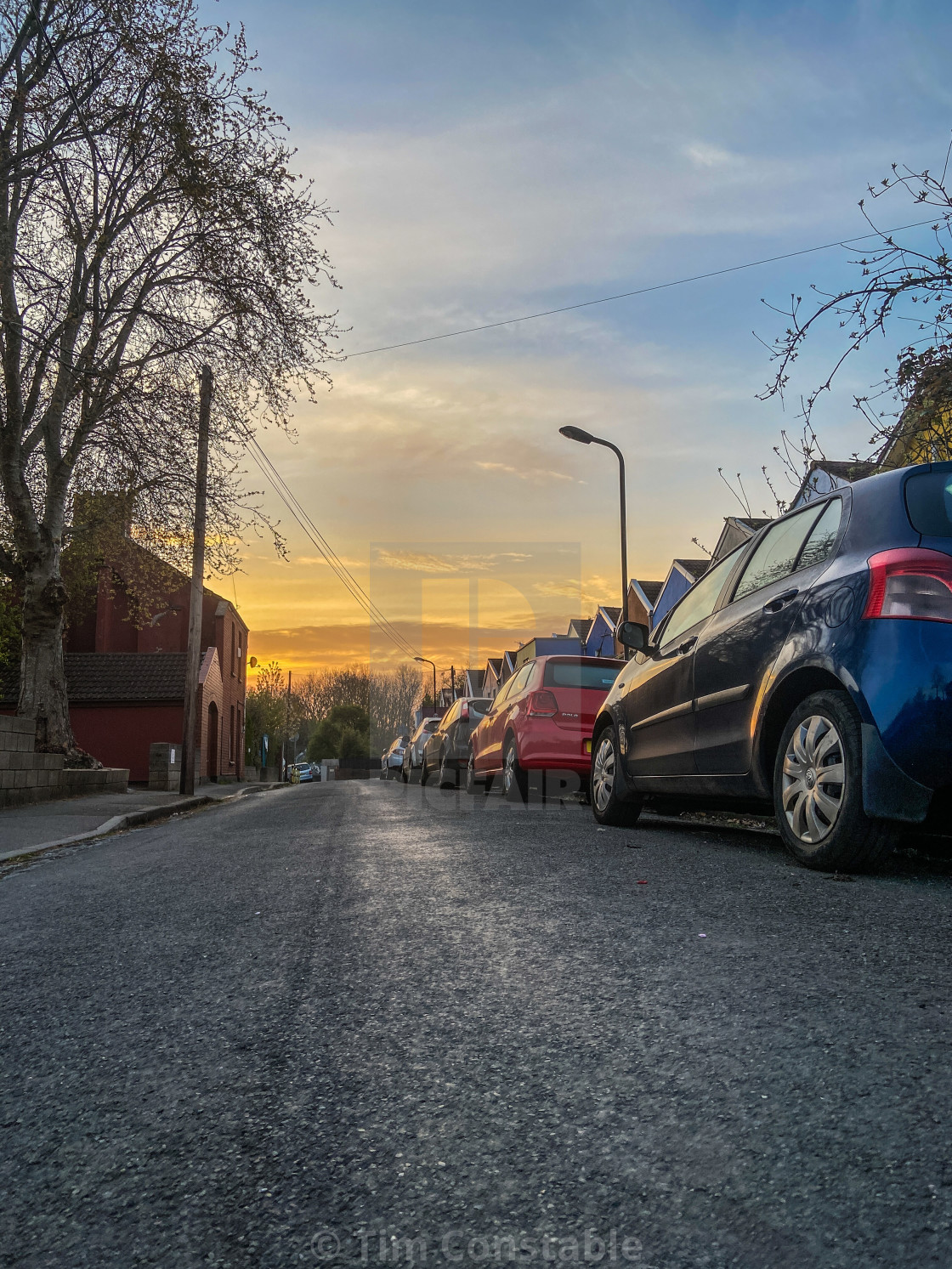 "Sunrise over Cemetery Road, Bristol" stock image