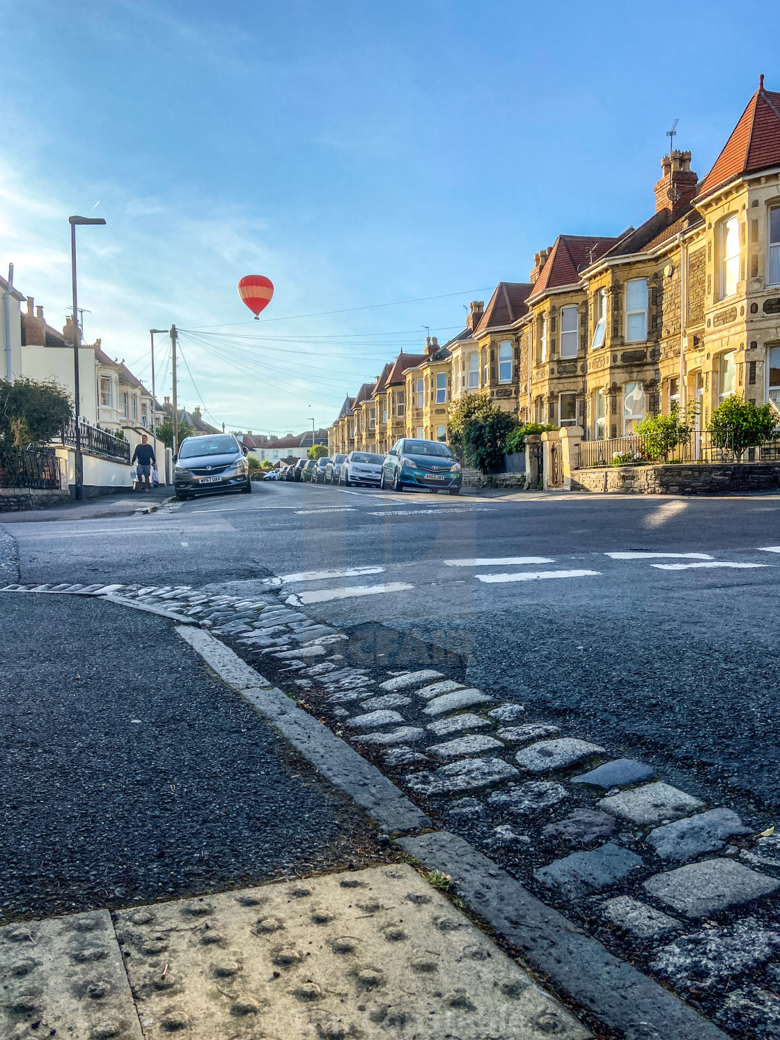 "Early morning balloon flight" stock image