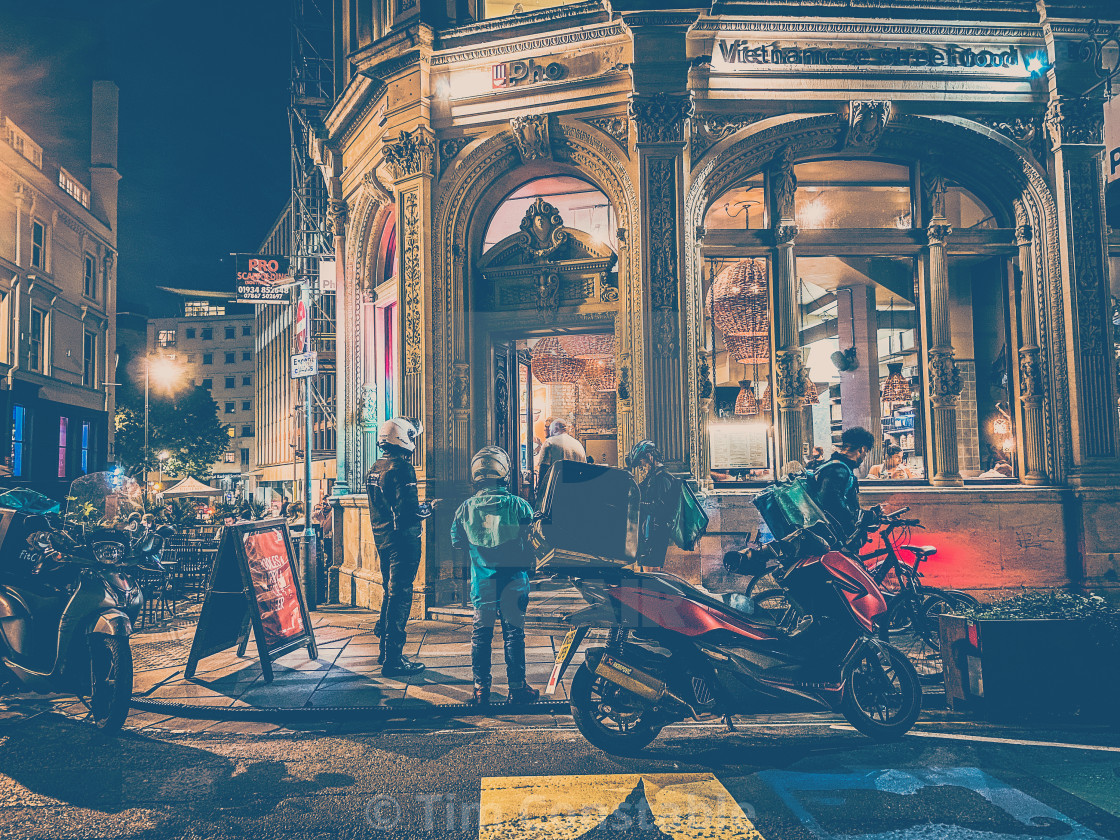 "Takeaway delivery drivers" stock image