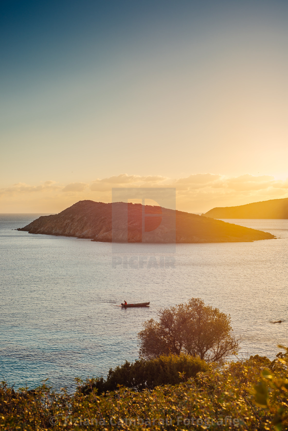 "The fisherman at sunset in Tuerredda, Sardinia" by Tiziana Cambarau Fotografie - $54.91 "The fisherman at sunset in Tuerredda, Sardinia" stock image