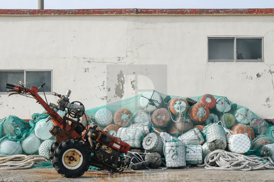 "Floats and a two-wheeled tractor" stock image