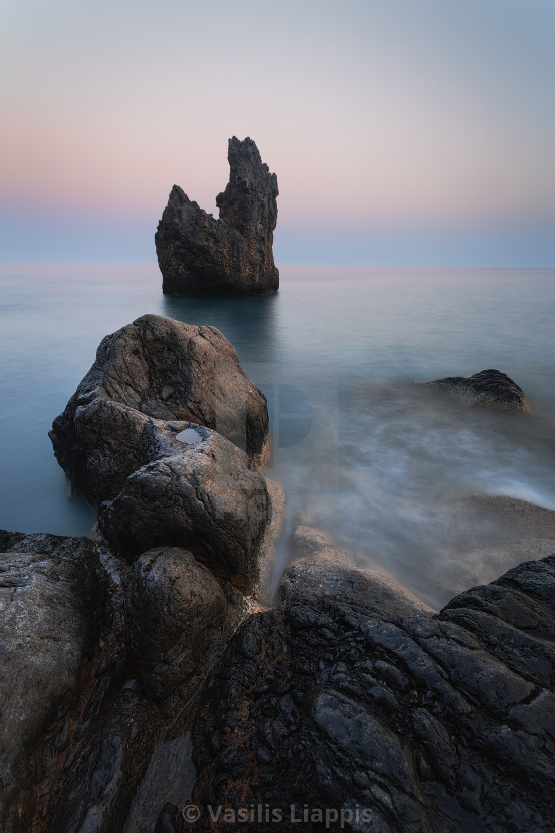 "Seascape , on the rocky coast of south Crete island." stock image