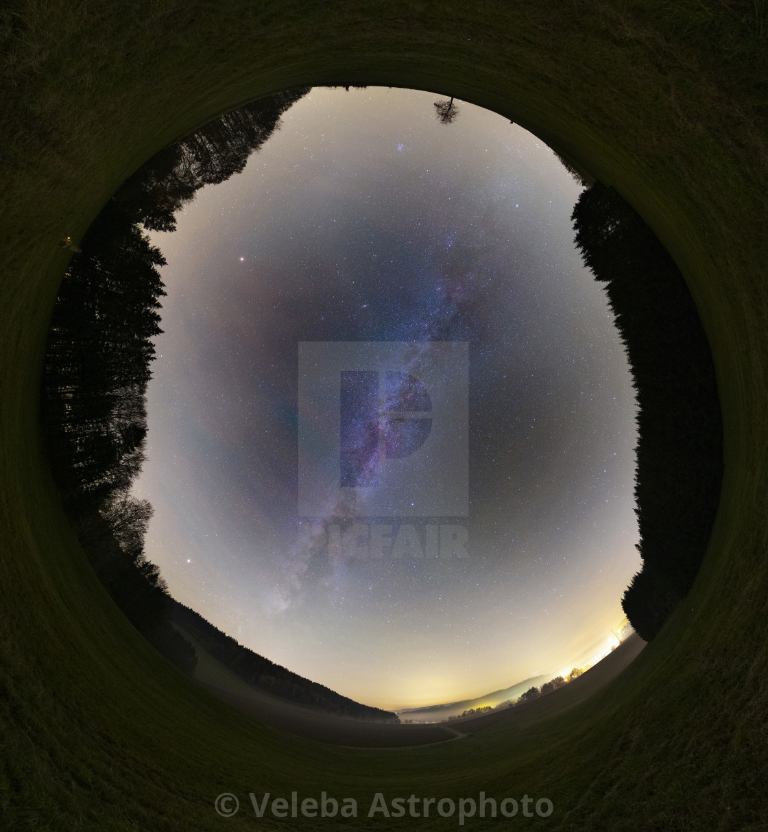 "360 panorama of the fall night sky" stock image