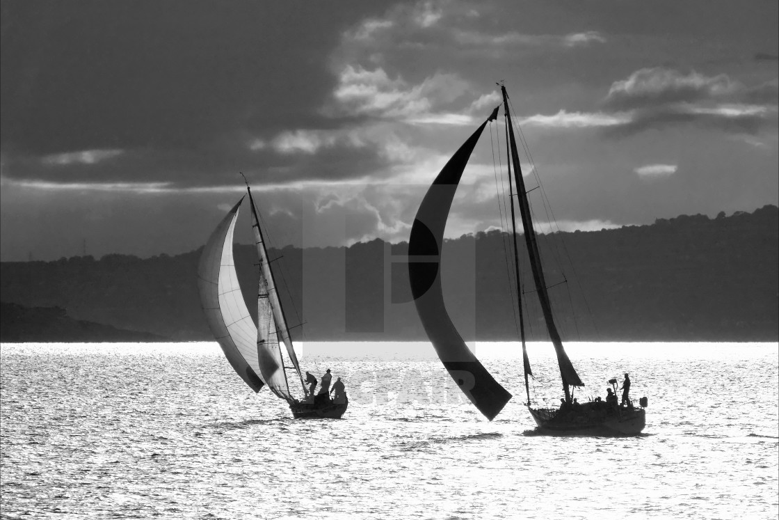 "Evening yacht racing" stock image