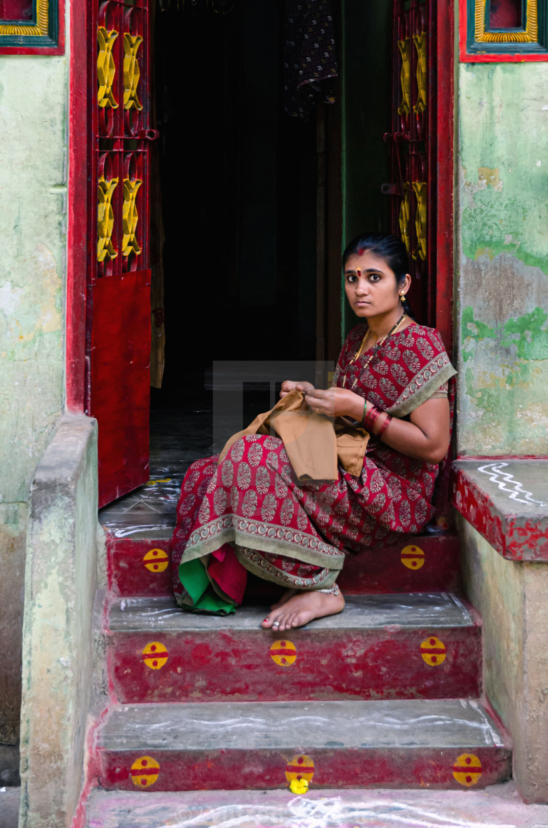 "AT THE DOORSTEP" stock image