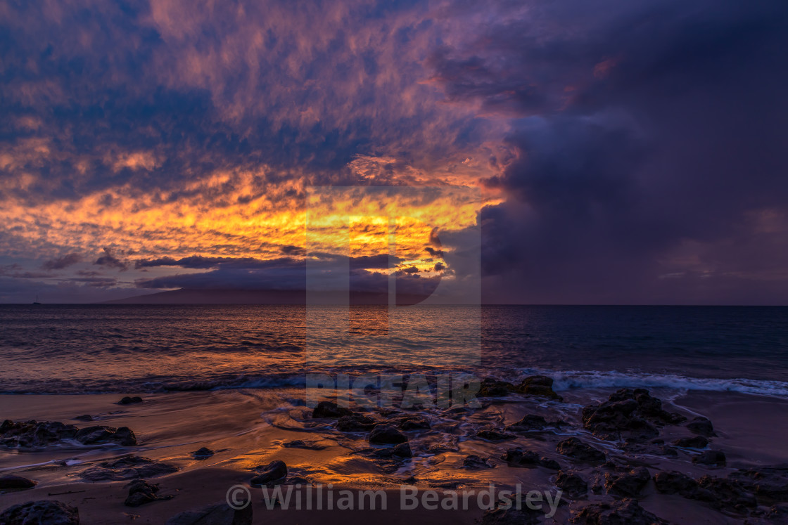 "Purple Maui Sunset" stock image